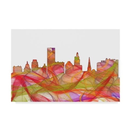 Marlene Watson 'Providence Rhode Island Skyline Swirl' Canvas Art,30x47